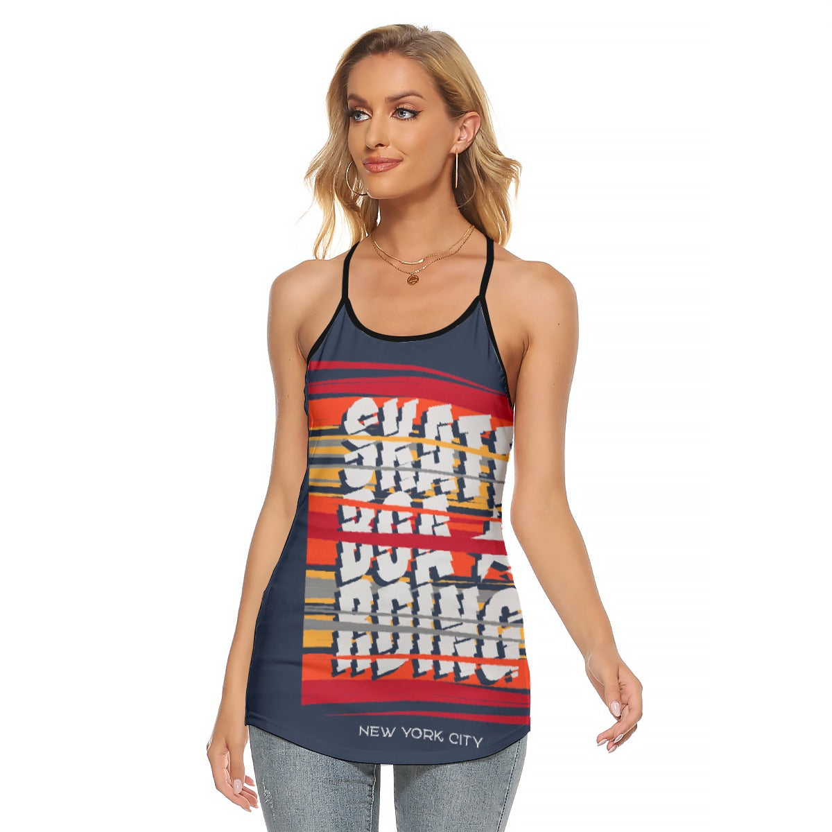 All-Over Print Women's Criss-Cross Open Back Tank Top