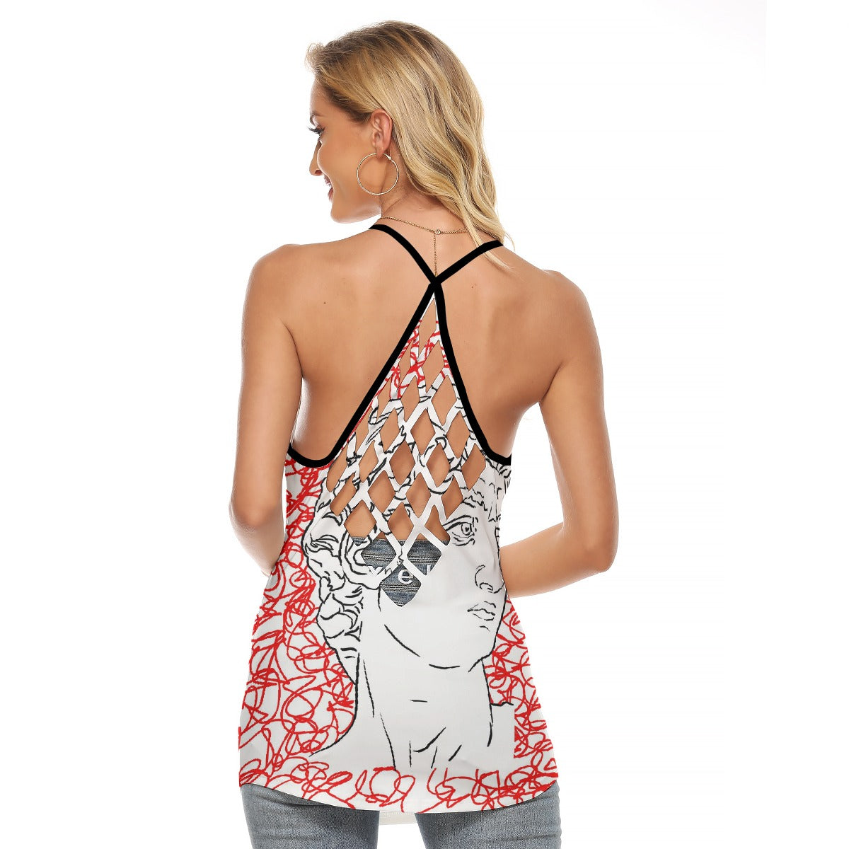 All-Over Print Women's Criss-Cross Open Back Tank Top