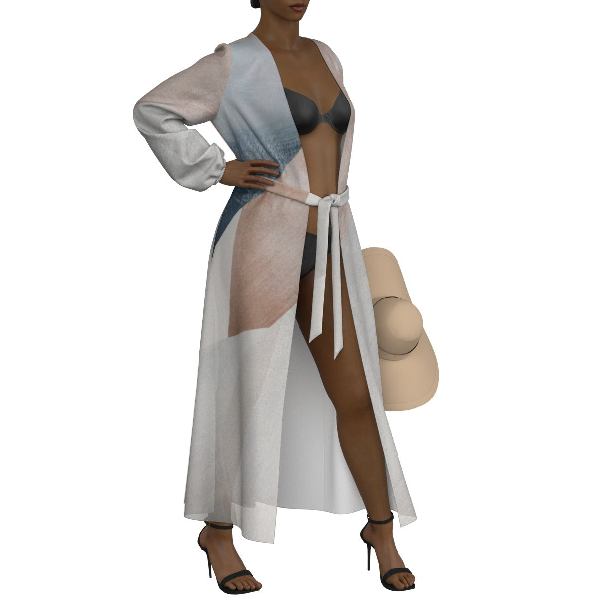 All-Over Print Women's Lace-up Chiffon Robe