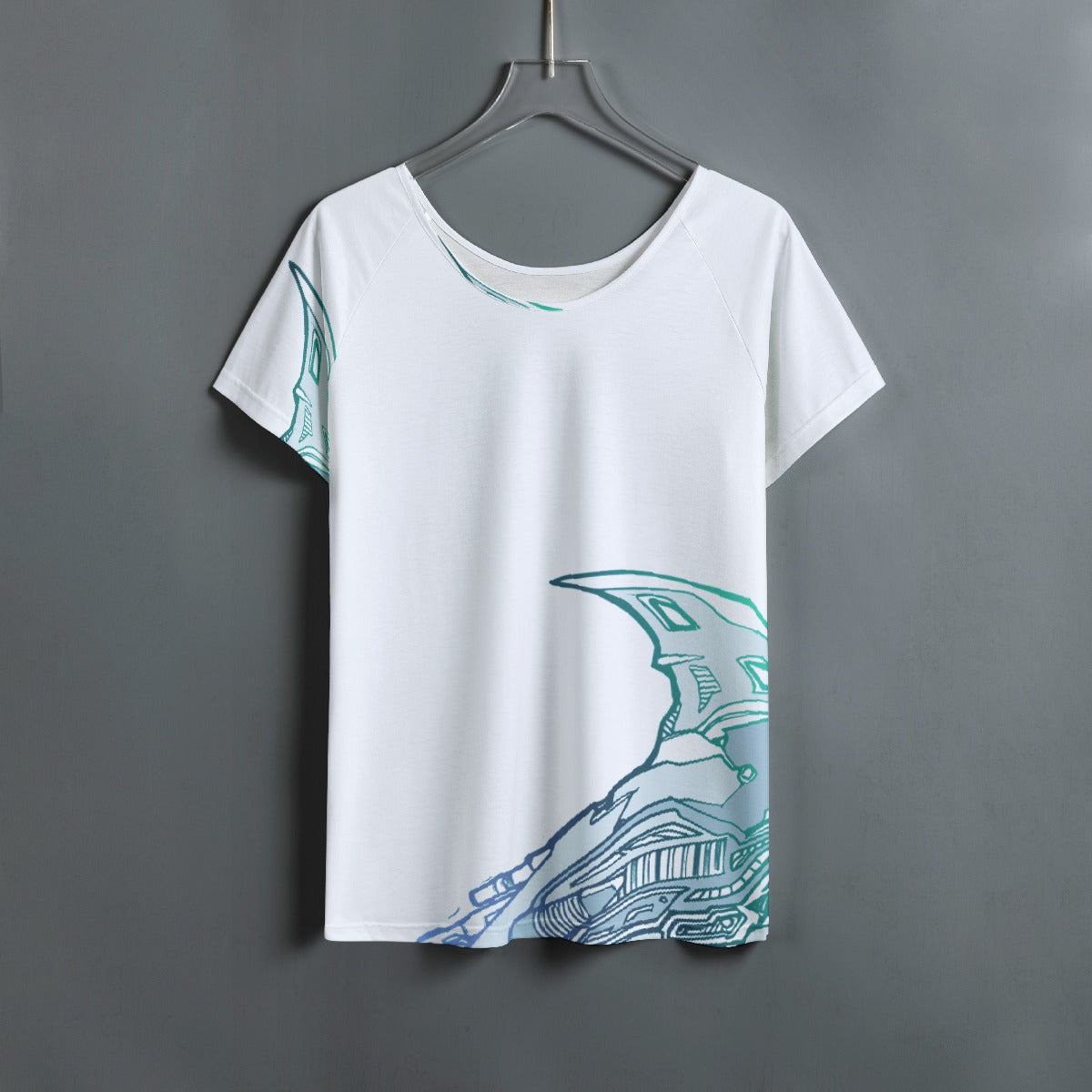 All-Over Print Women's Round Neck T-shirt With Raglan Sleeve