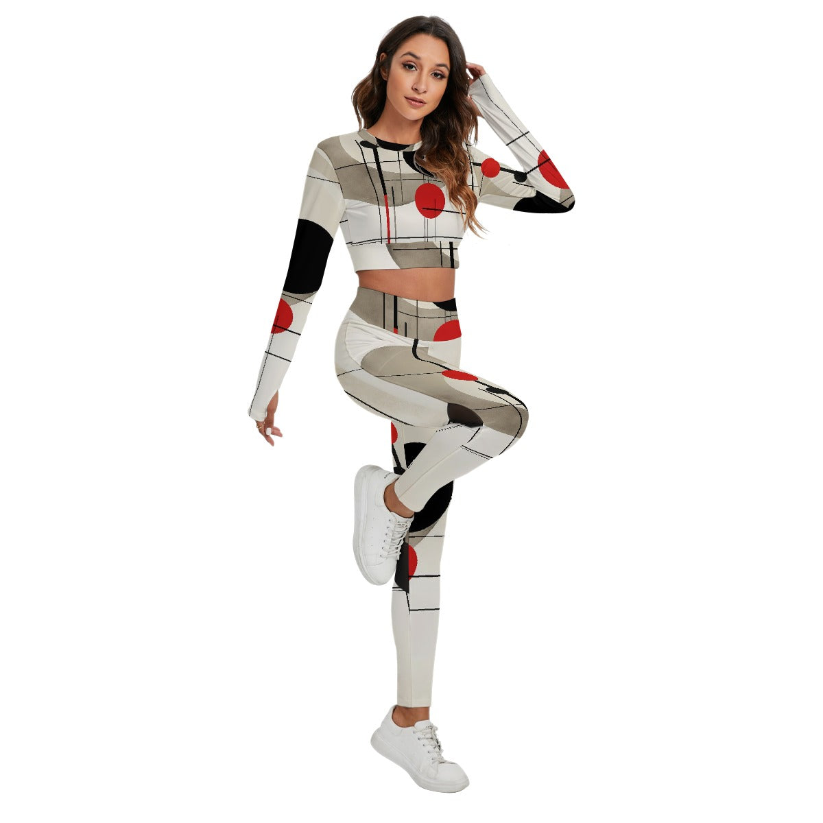 All-Over Print Women's Sport Set With Backless Top And Leggings