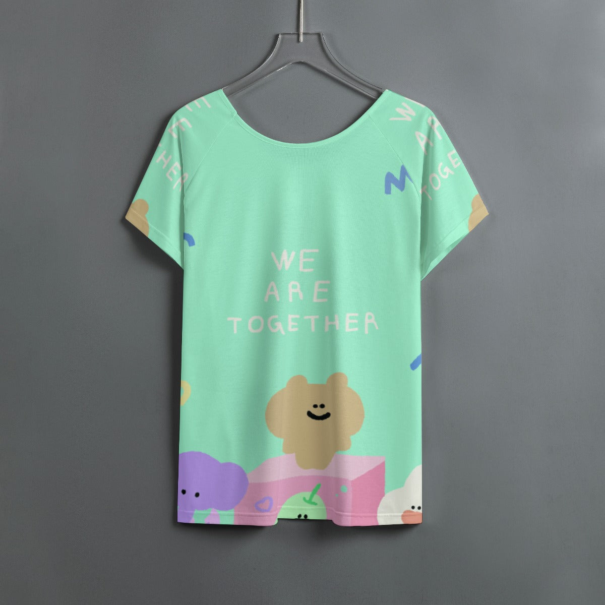 All-Over Print Women's Round Neck T-shirt With Raglan Sleeve