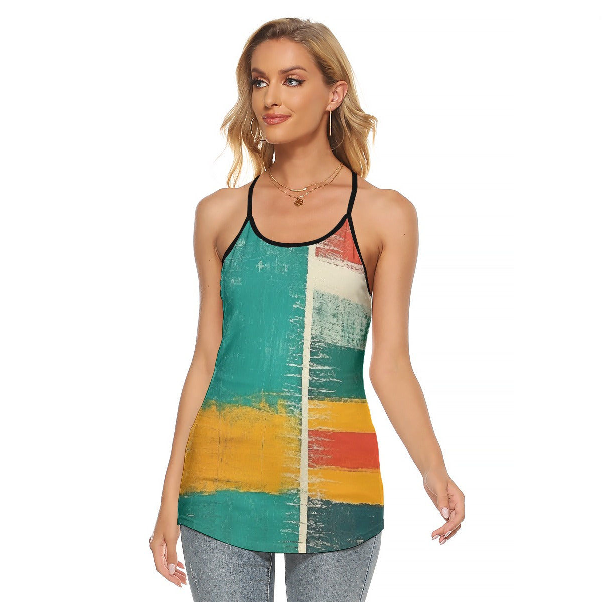 All-Over Print Women's Criss-Cross Open Back Tank Top