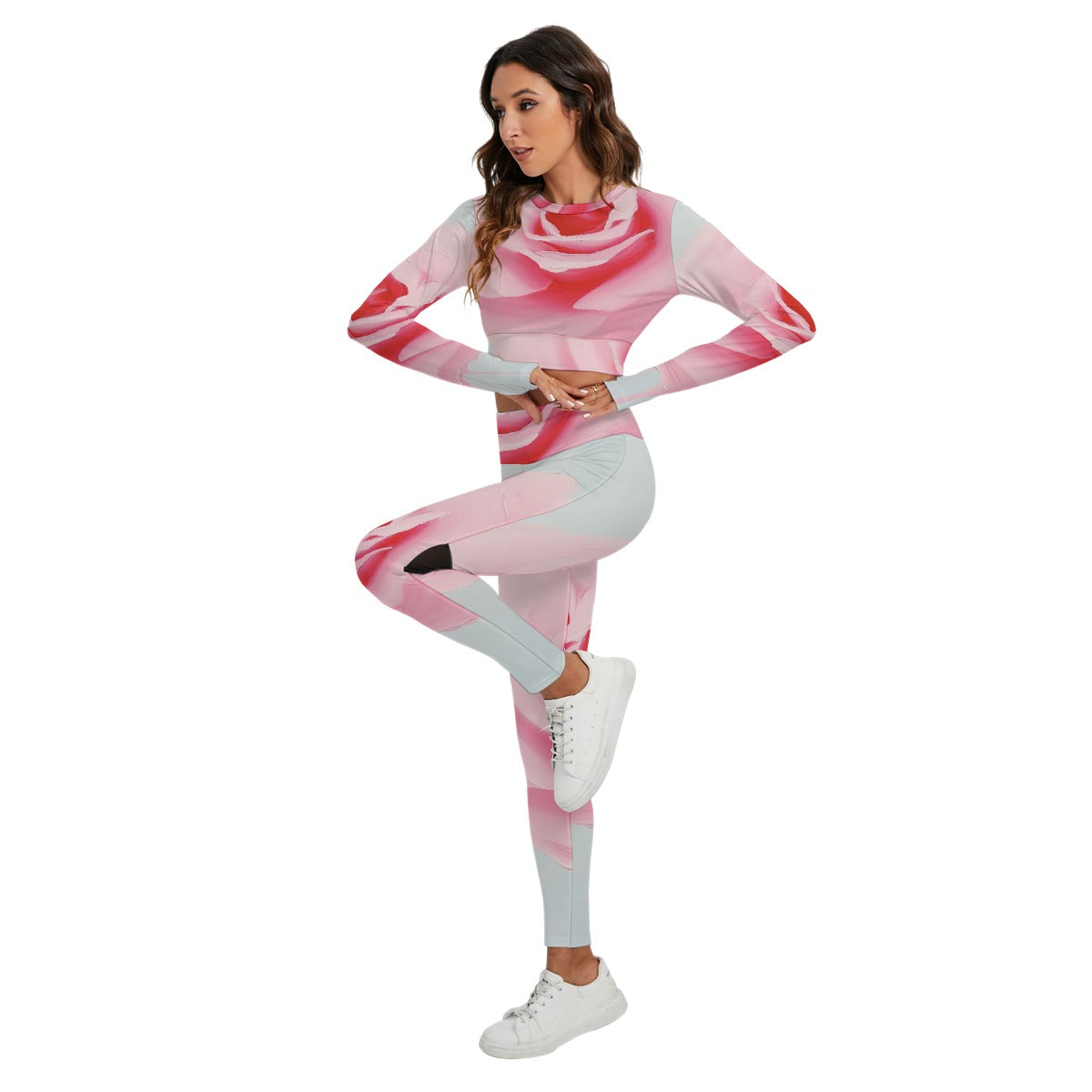 All-Over Print Women's Sport Set With Backless Top And Leggings