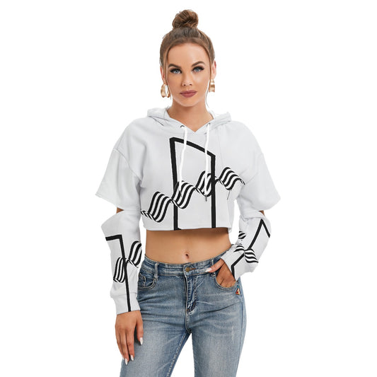 All-Over Print Women's Heavy Fleece Hoodie With Hollow Out Sleeve