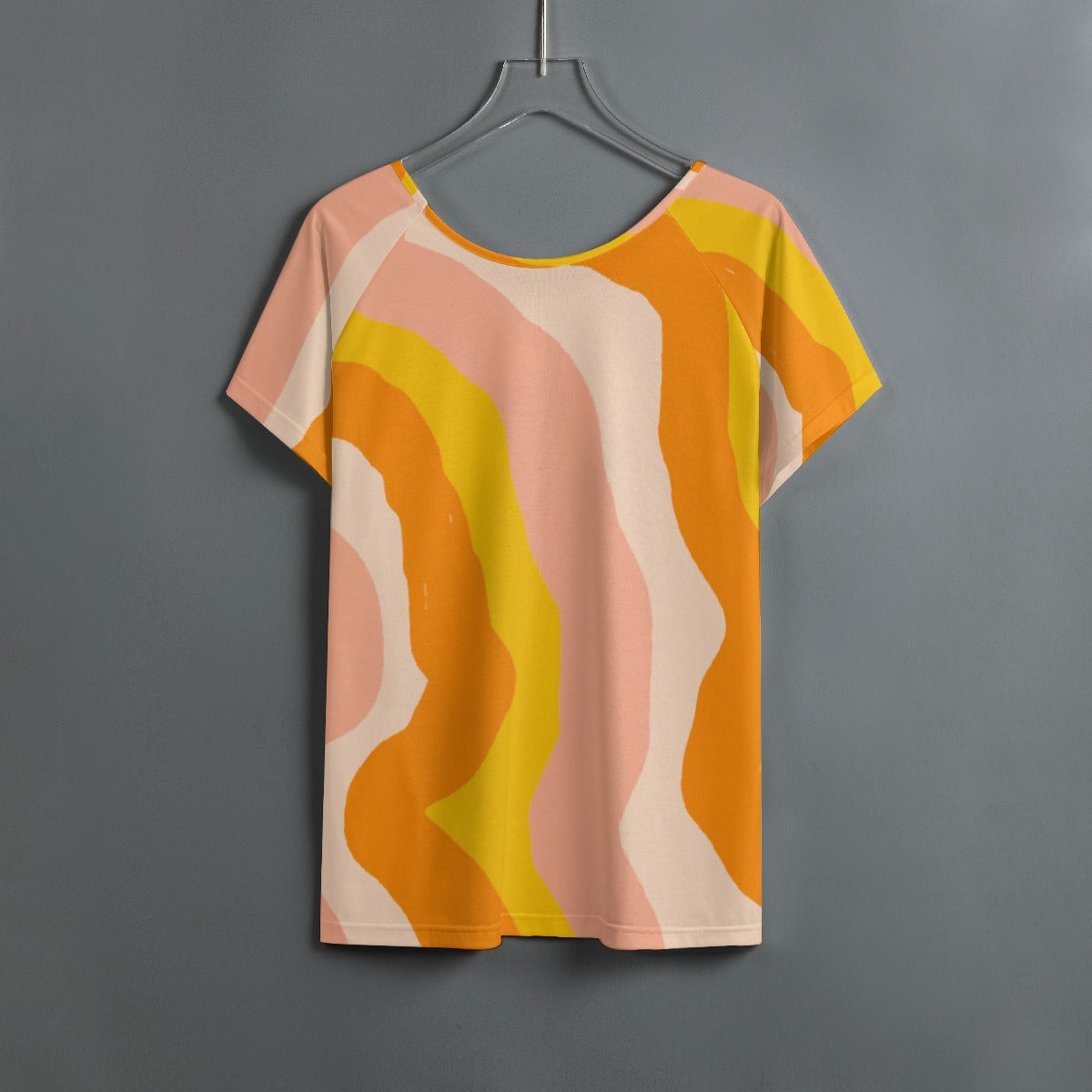 All-Over Print Women's Round Neck T-shirt With Raglan Sleeve