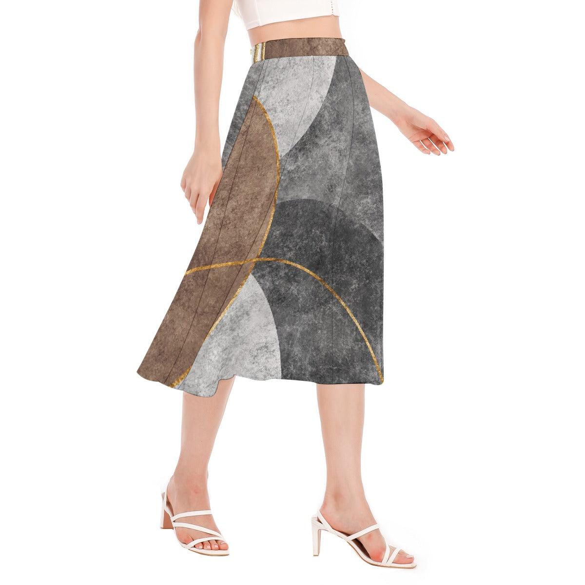 All-Over Print Women's Long Section Chiffon Skirt