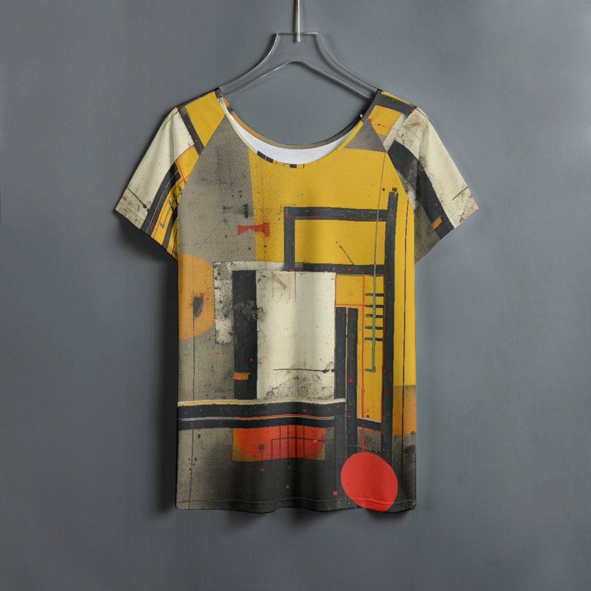 All-Over Print Women's Round Neck T-shirt With Raglan Sleeve