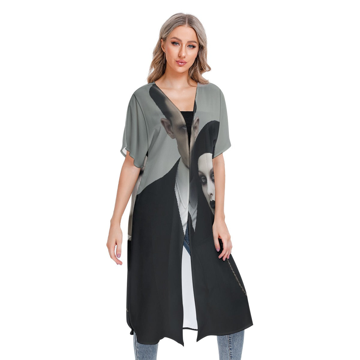 All-Over Print Women's Short Sleeve Cardigan
