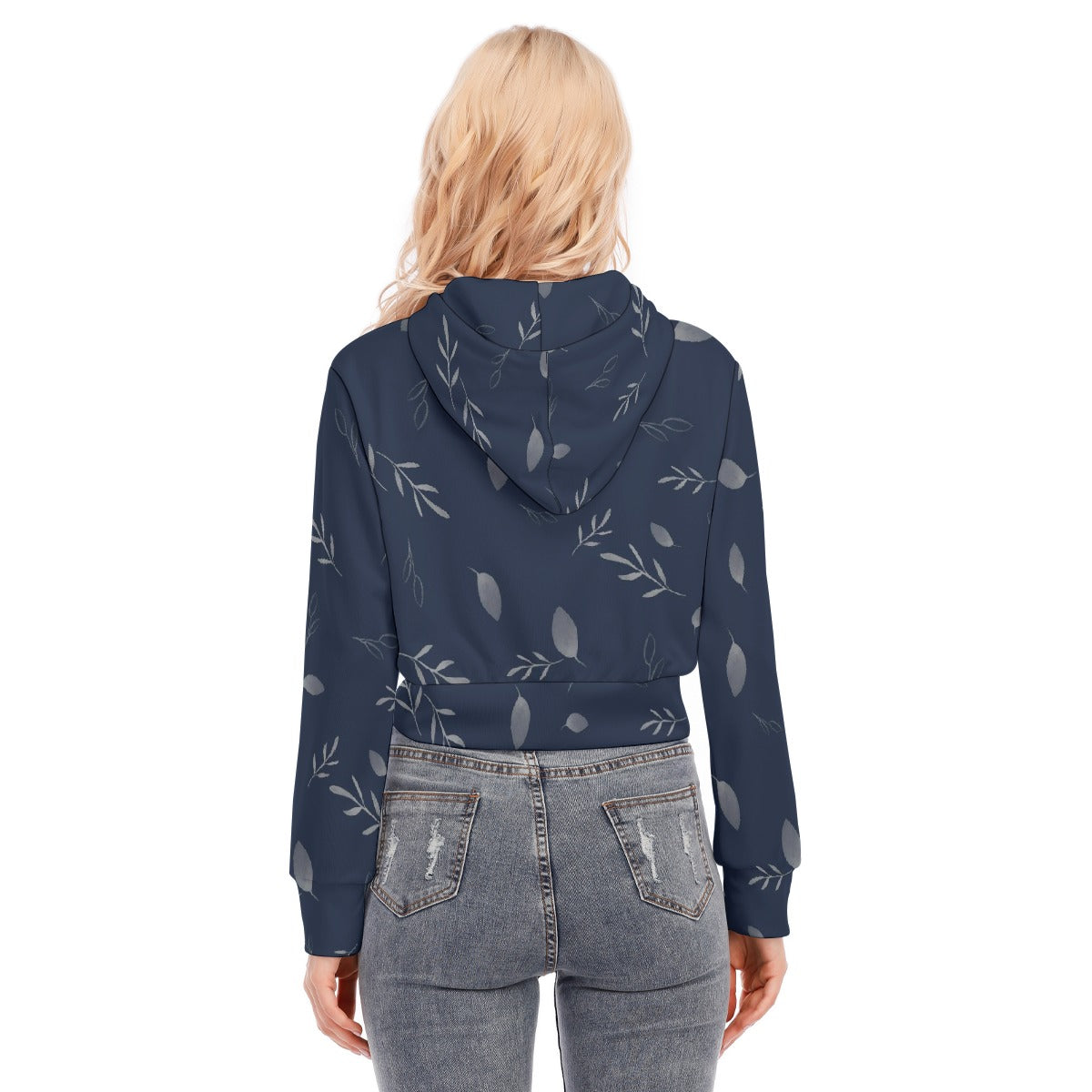 All-Over Print Women's Crop Top Hoodie With Zipper Closure