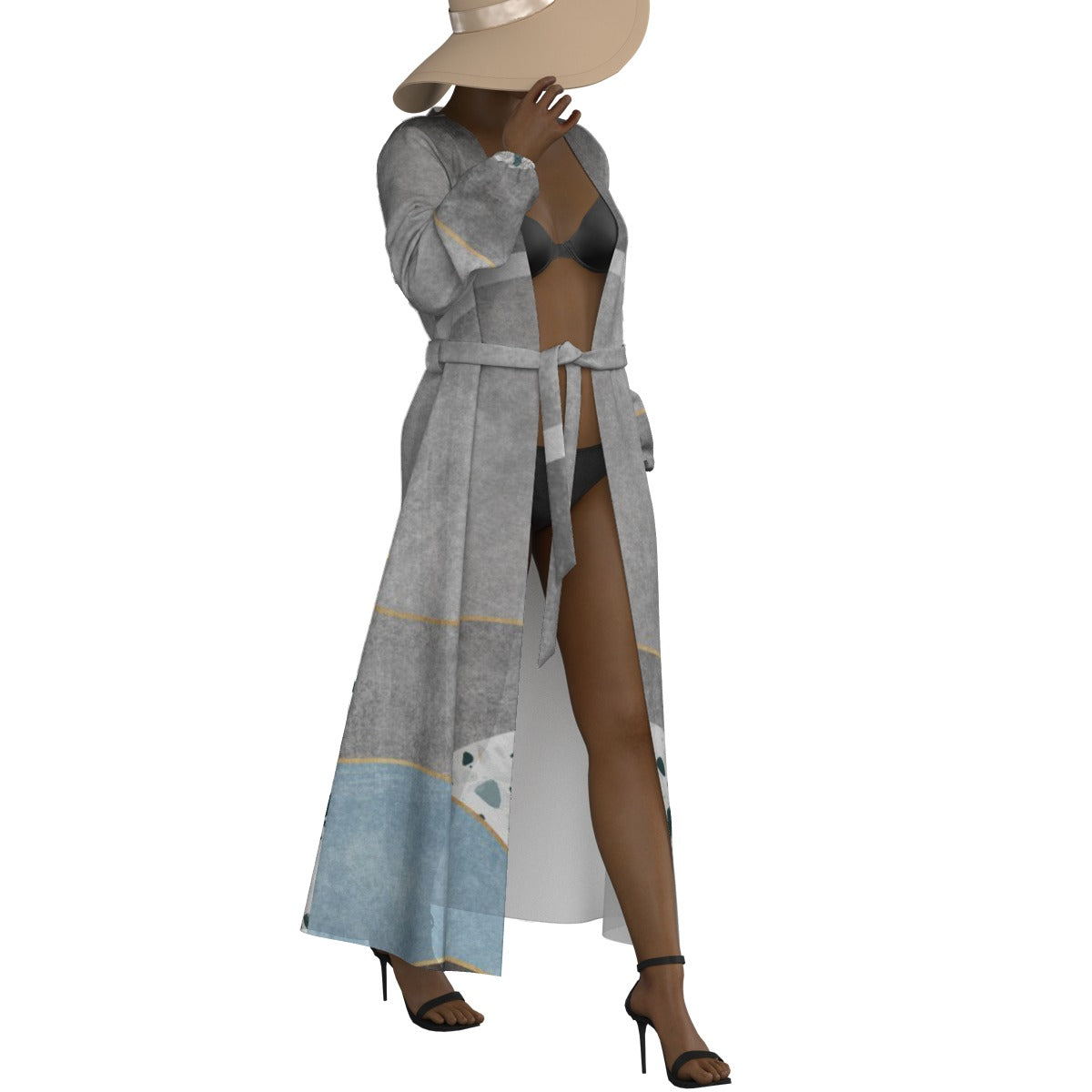 All-Over Print Women's Lace-up Chiffon Robe