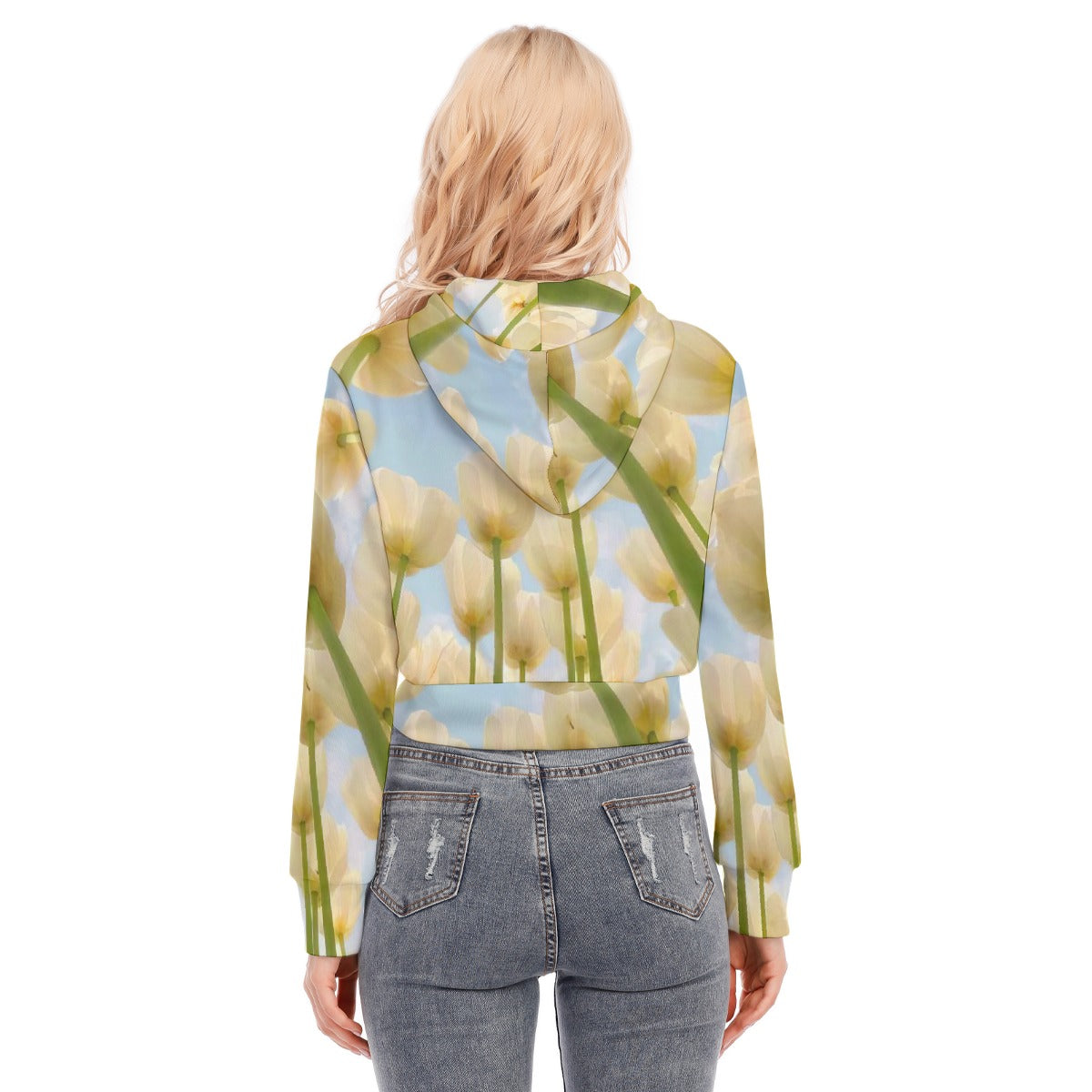 All-Over Print Women's Crop Top Hoodie With Zipper Closure