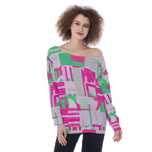 All-Over Print Oversized Women's Off-Shoulder Sweatshirt