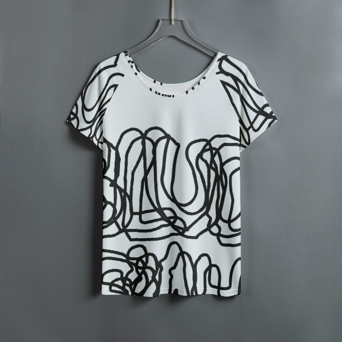 All-Over Print Women's Round Neck T-shirt With Raglan Sleeve