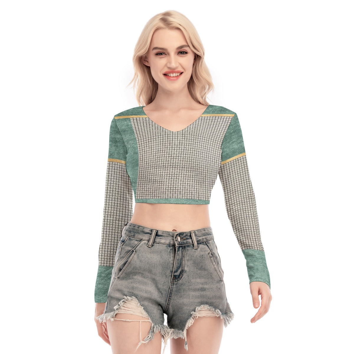 All-Over Print Women's Back Hollow T-shirt With Strap