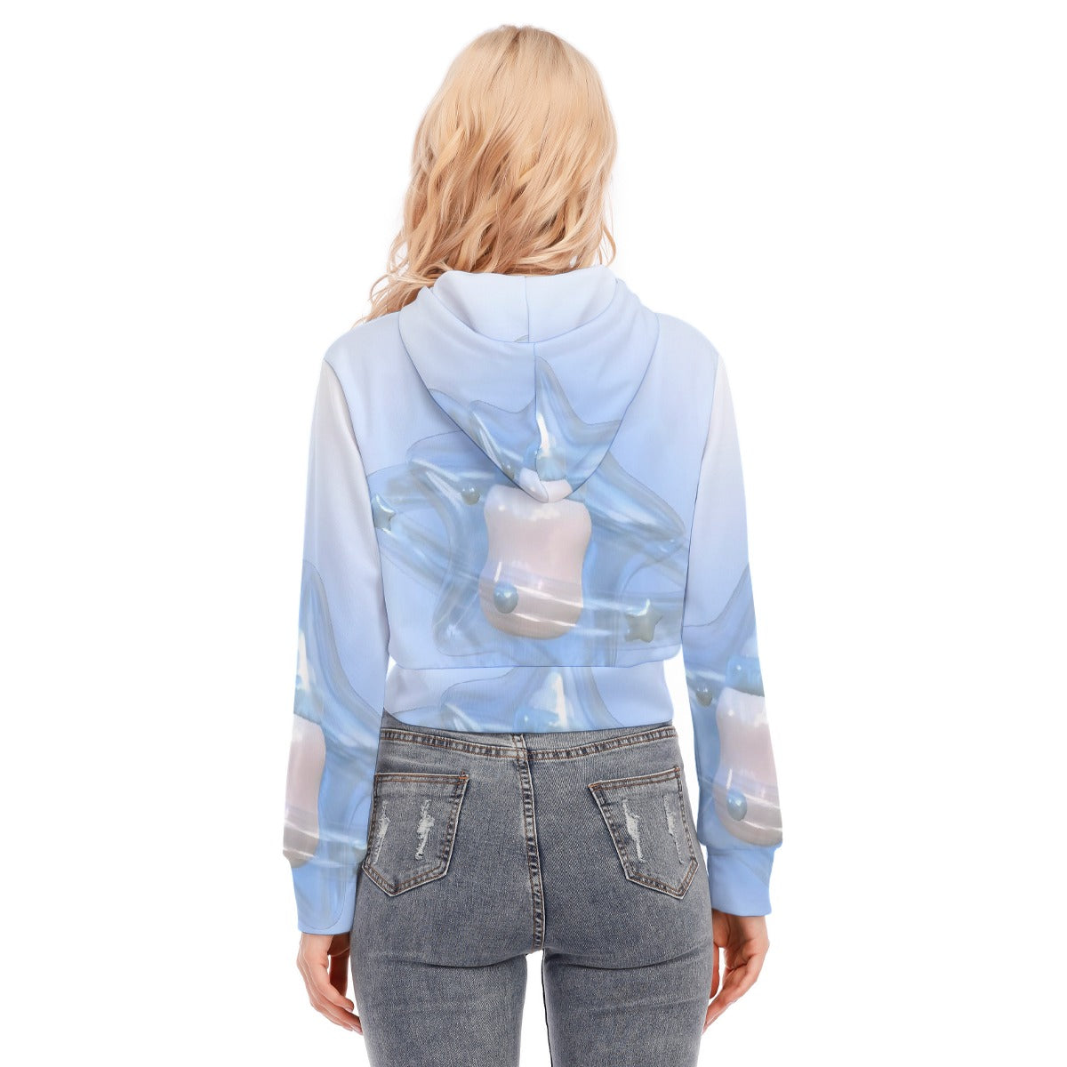 All-Over Print Women's Crop Top Hoodie With Zipper Closure