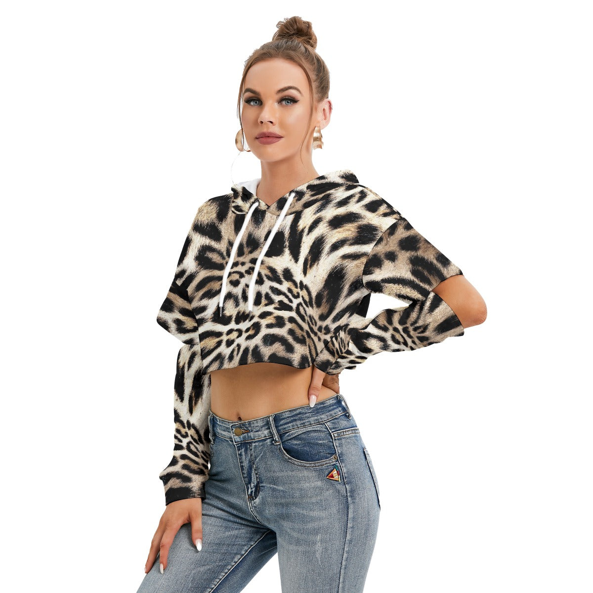 All-Over Print Women's Heavy Fleece Hoodie With Hollow Out Sleeve