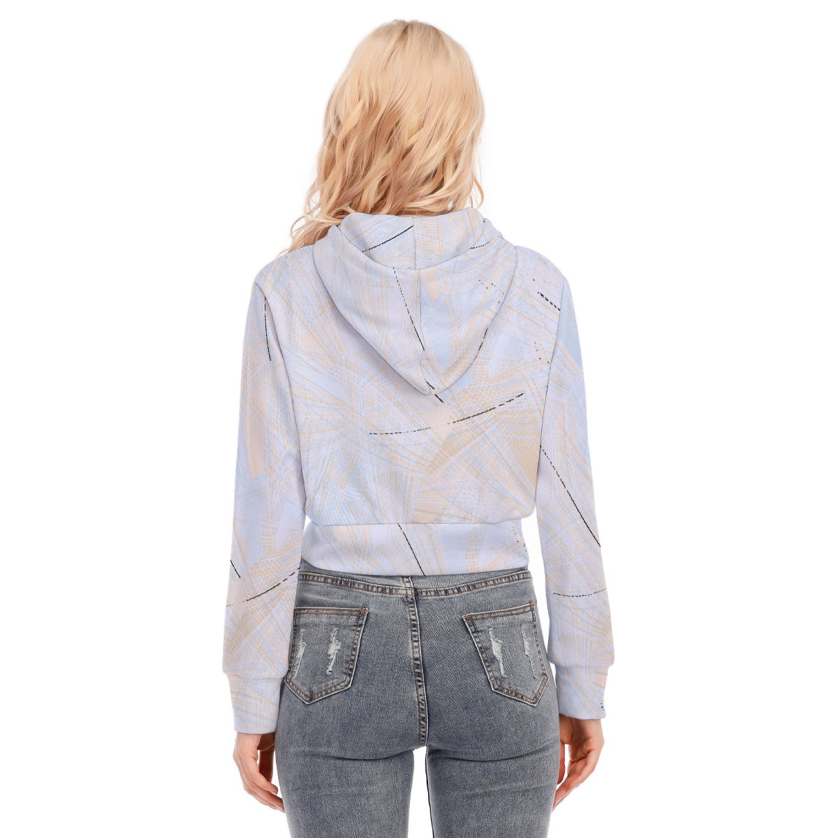 All-Over Print Women's Crop Top Hoodie With Zipper Closure