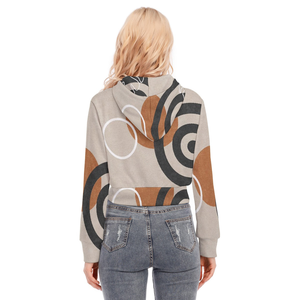 All-Over Print Women's Crop Top Hoodie With Zipper Closure