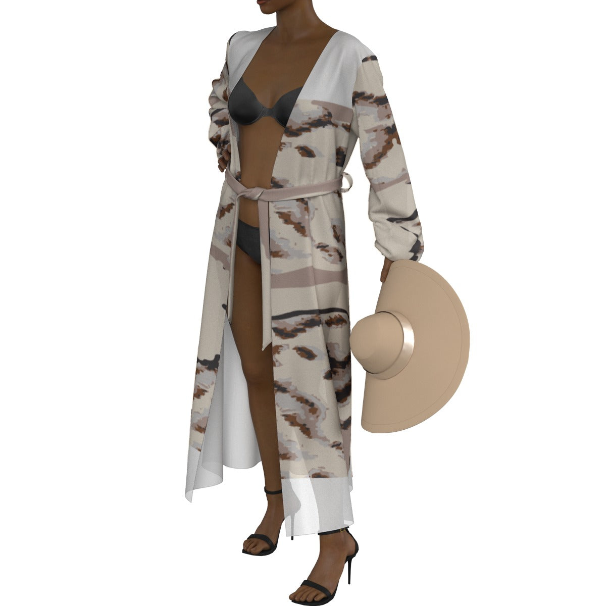 All-Over Print Women's Lace-up Chiffon Robe