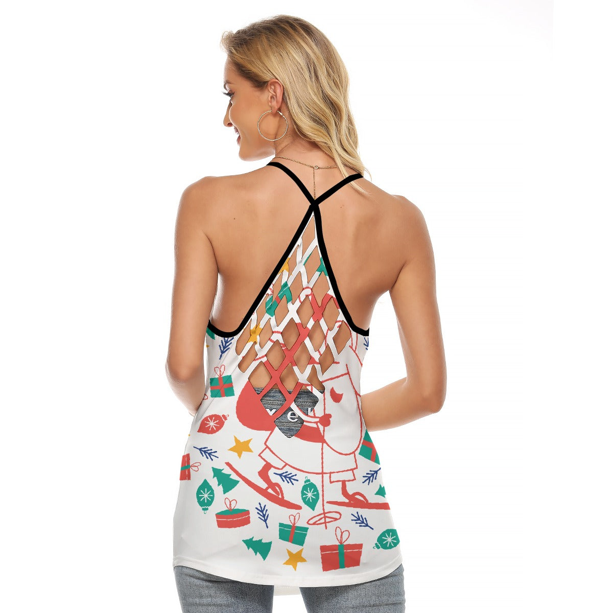 All-Over Print Women's Criss-Cross Open Back Tank Top