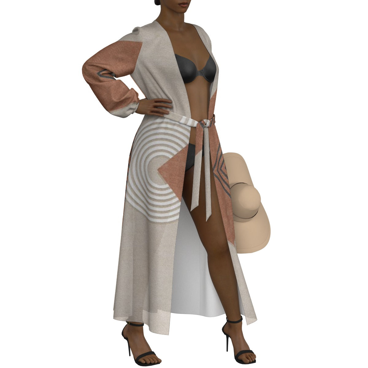 All-Over Print Women's Lace-up Chiffon Robe