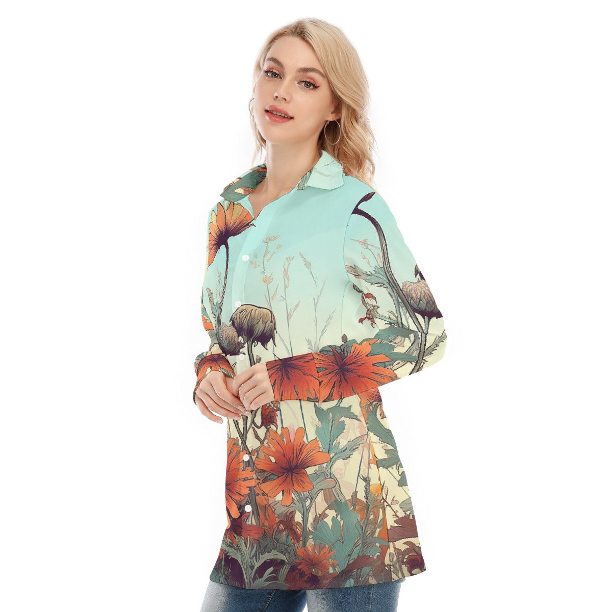 All-Over Print Women's Long Shirt