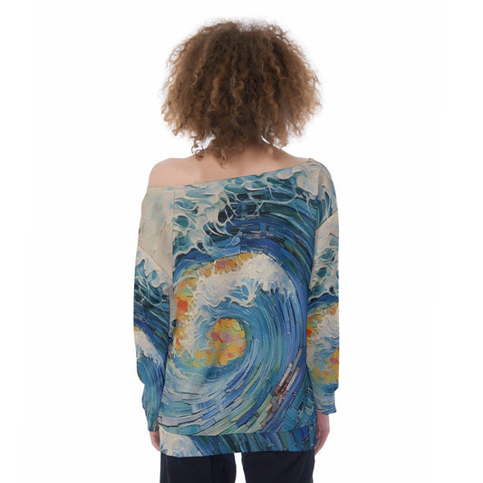 All-Over Print Oversized Women's Off-Shoulder Sweatshirt