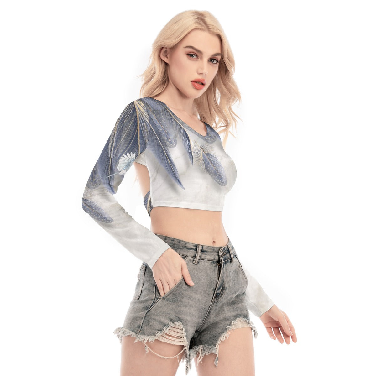 All-Over Print Women's Back Hollow T-shirt With Strap