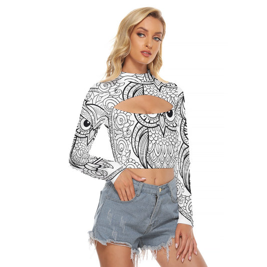 All-Over Print Women's Hollow Chest Keyhole Tight Crop Top