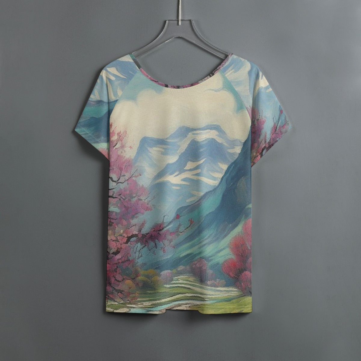 All-Over Print Women's Round Neck T-shirt With Raglan Sleeve