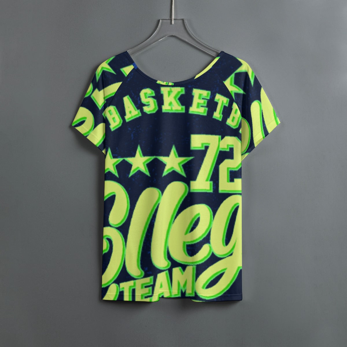 All-Over Print Women's Round Neck T-shirt With Raglan Sleeve