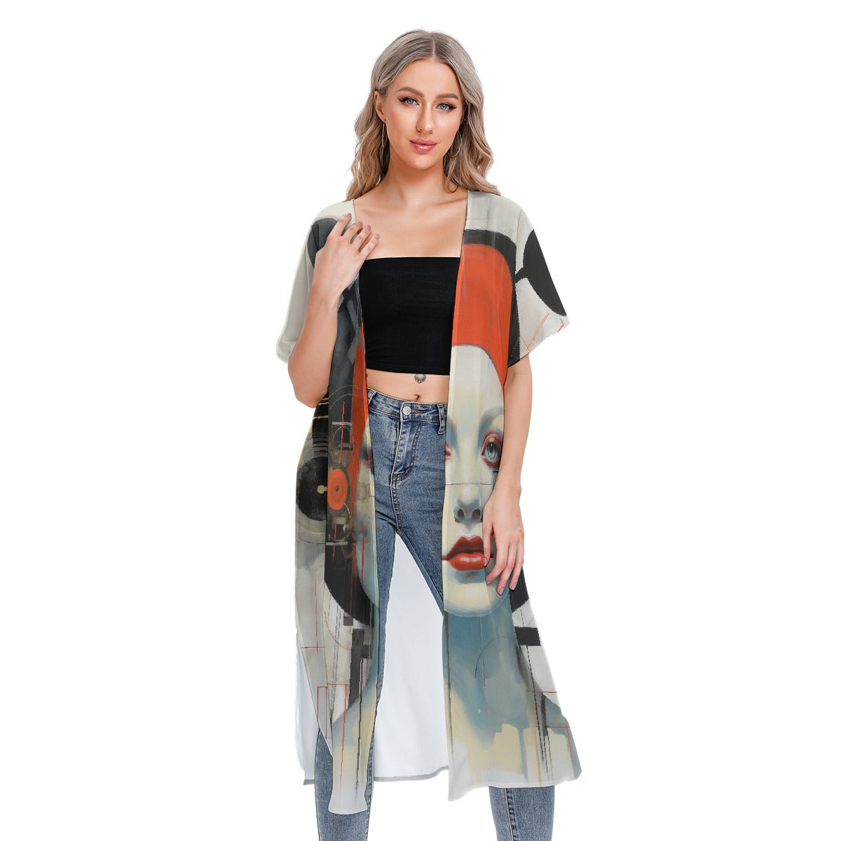 All-Over Print Women's Short Sleeve Cardigan