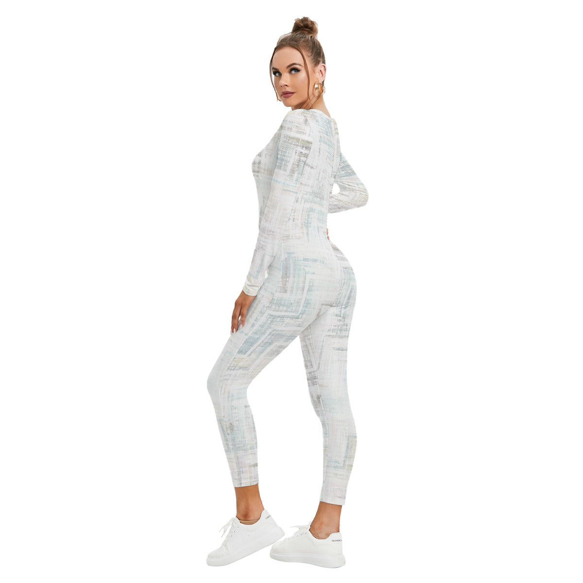 All-Over Print Women's Plunging Neck Jumpsuit