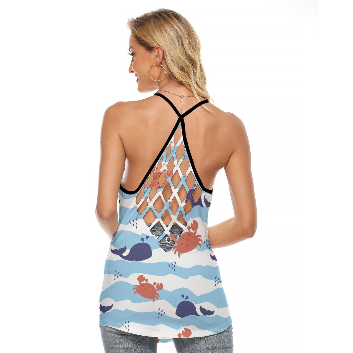 All-Over Print Women's Criss-Cross Open Back Tank Top