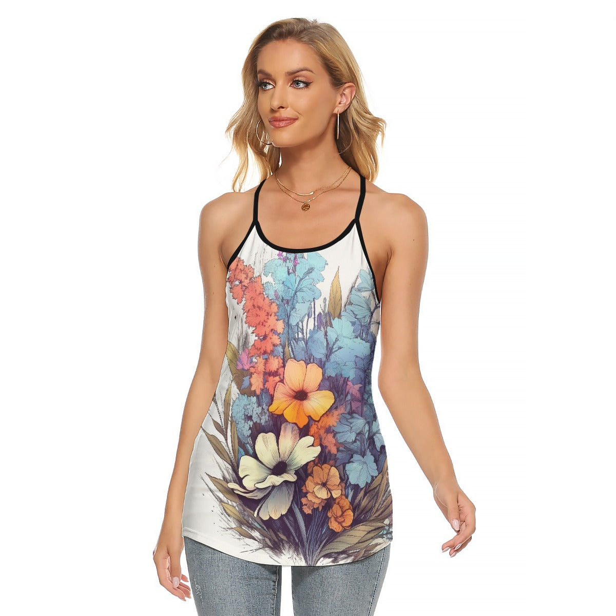 All-Over Print Women's Criss-Cross Open Back Tank Top