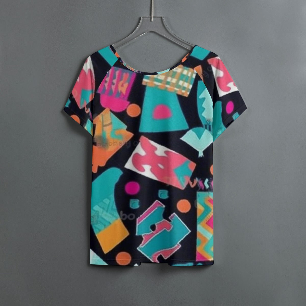 All-Over Print Women's Round Neck T-shirt With Raglan Sleeve