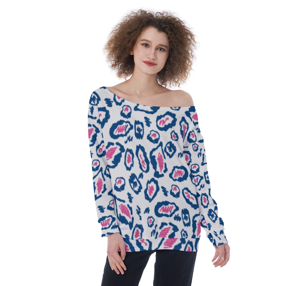 All-Over Print Oversized Women's Off-Shoulder Sweatshirt