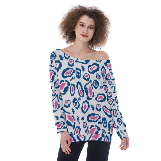 All-Over Print Oversized Women's Off-Shoulder Sweatshirt