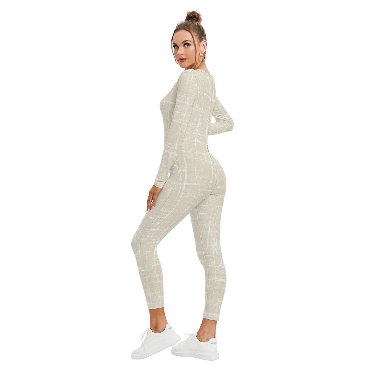 All-Over Print Women's Plunging Neck Jumpsuit