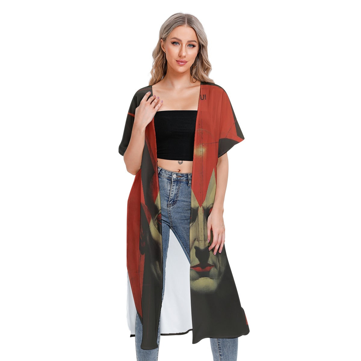 All-Over Print Women's Short Sleeve Cardigan