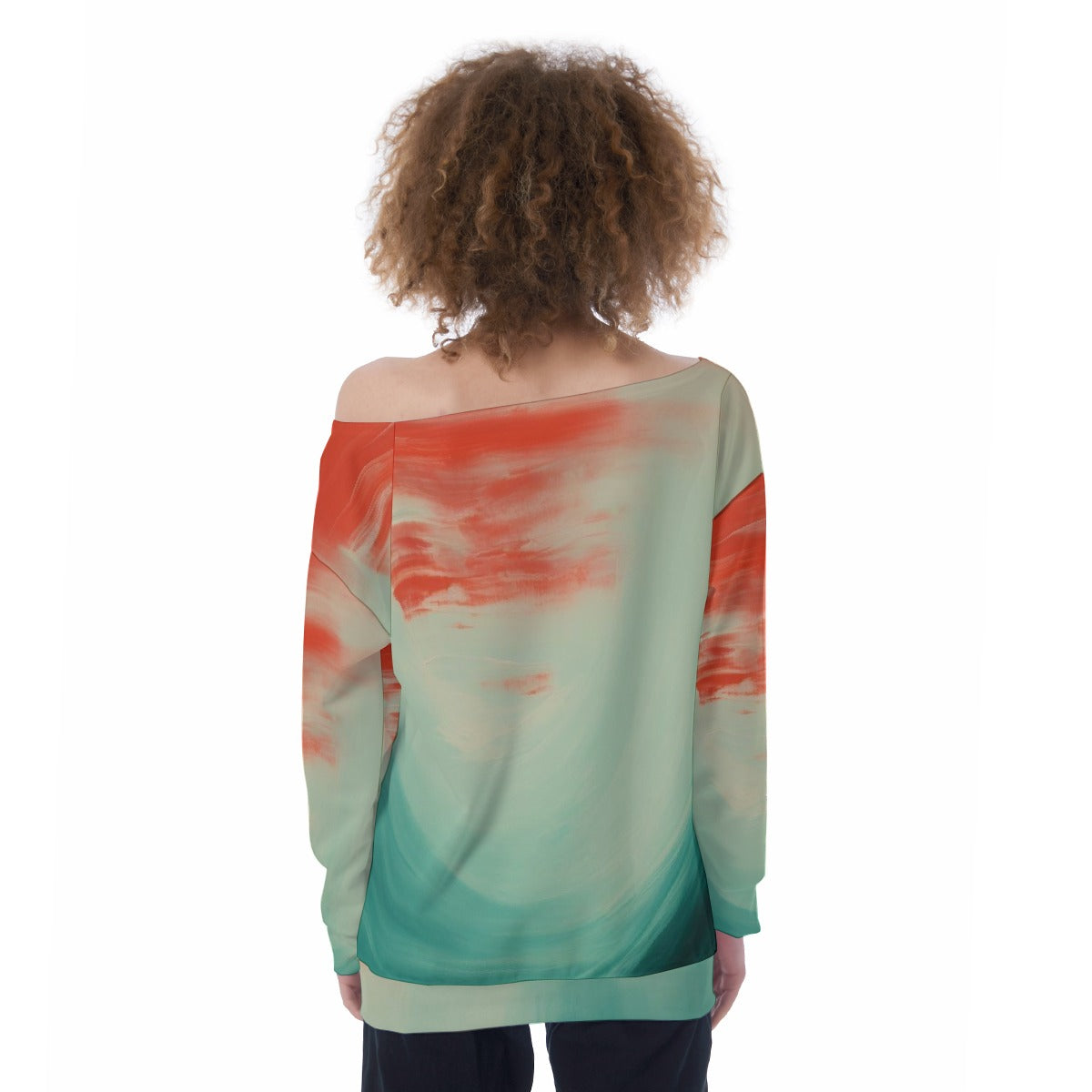 All-Over Print Oversized Women's Off-Shoulder Sweatshirt