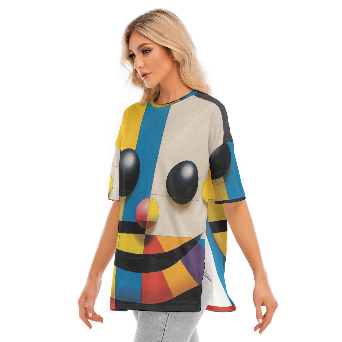 All-Over Print Women's Short Sleeves T-shirt With Hem Split