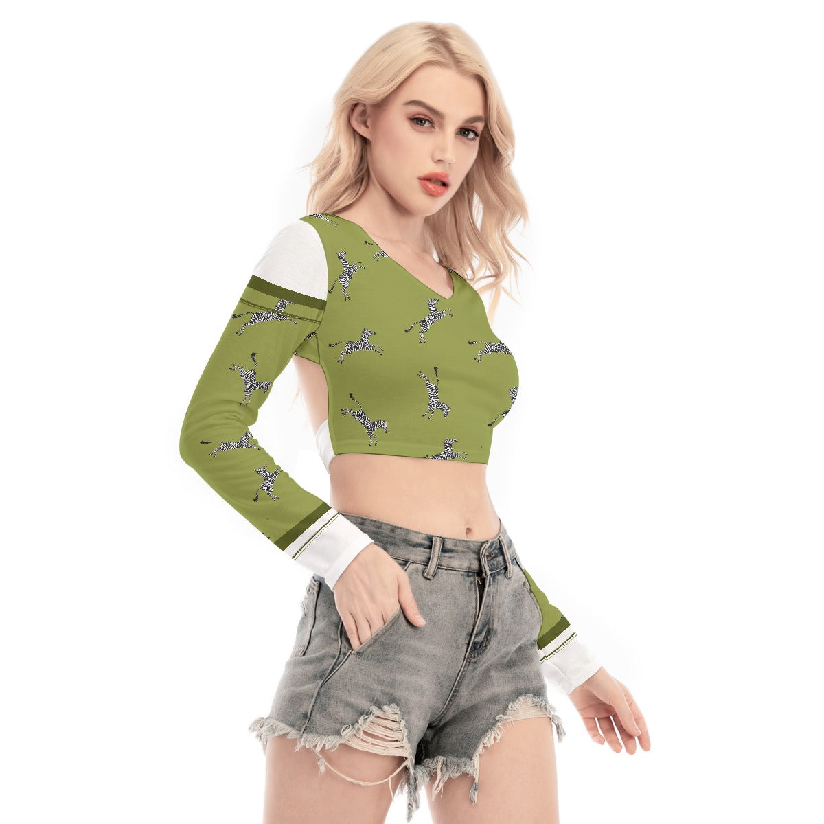 All-Over Print Women's Back Hollow T-shirt With Strap