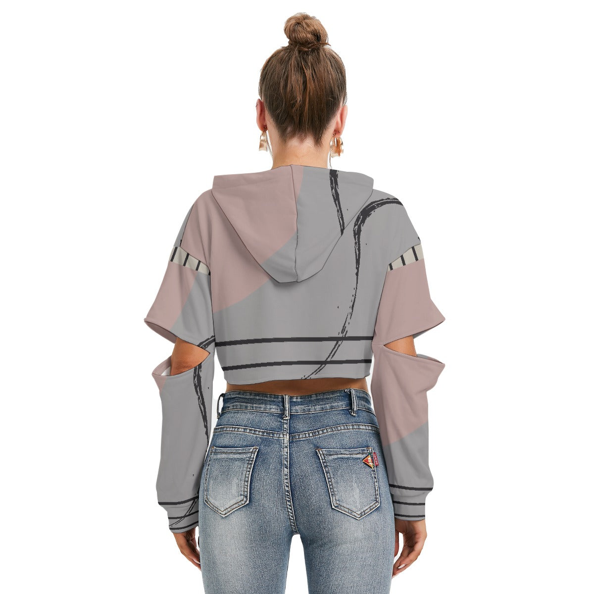 All-Over Print Women's Heavy Fleece Hoodie With Hollow Out Sleeve