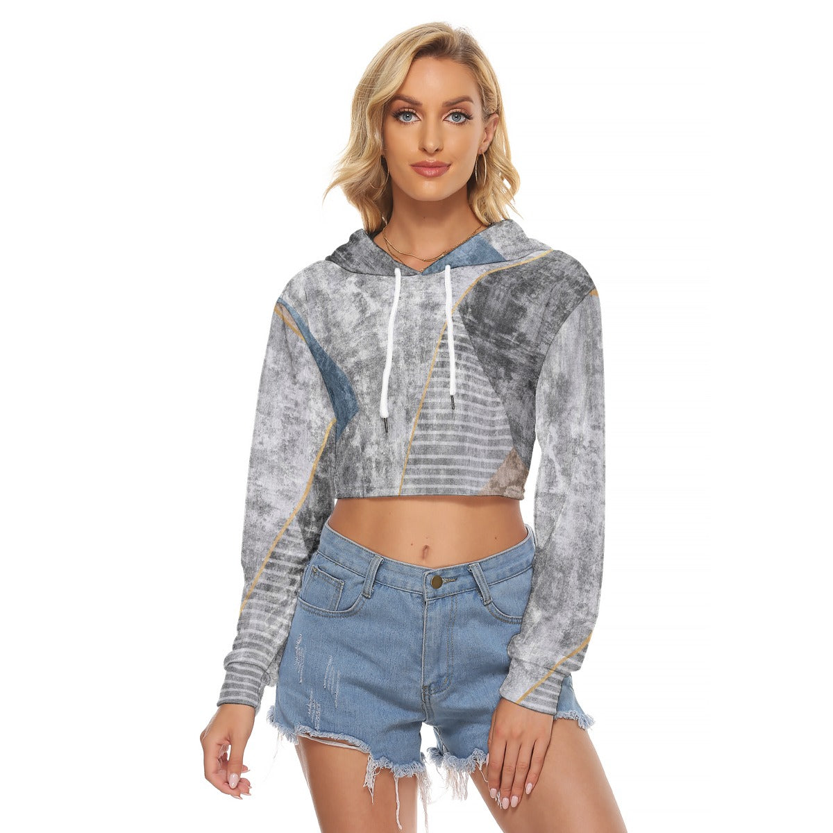 All-Over Print Women's Crop Top Hoodie|Velvet