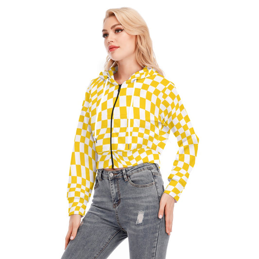 All-Over Print Women's Crop Top Hoodie With Zipper Closure