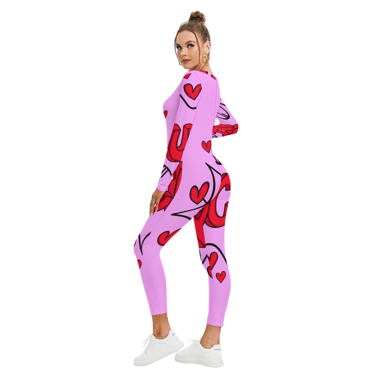 All-Over Print Women's Plunging Neck Jumpsuit