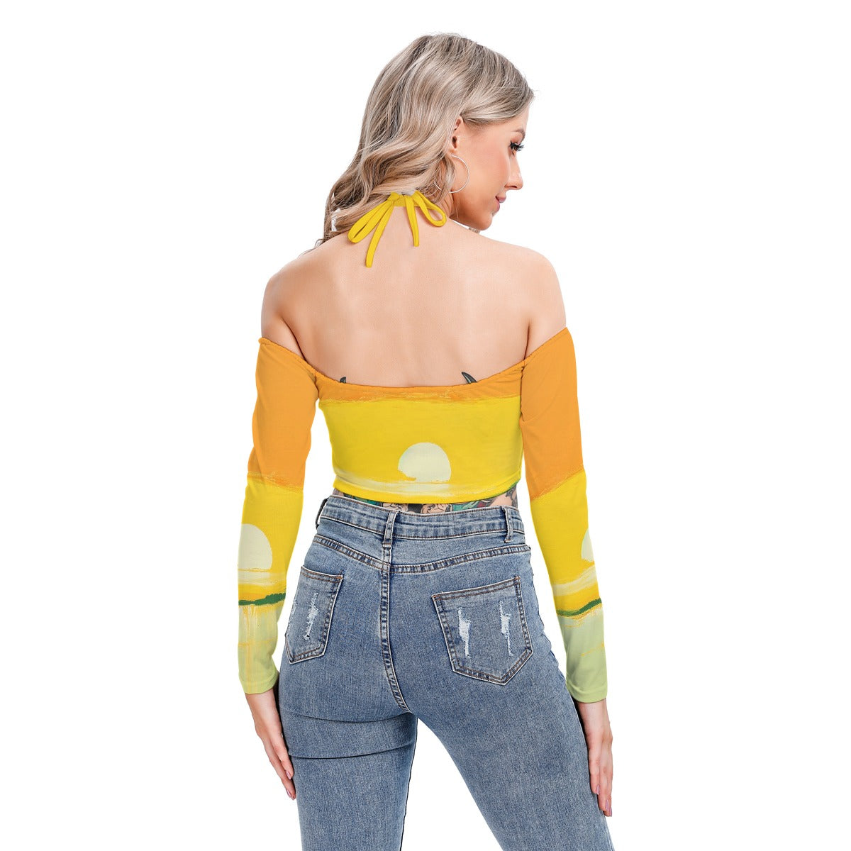 All-Over Print Women's Halter Lace-up Top