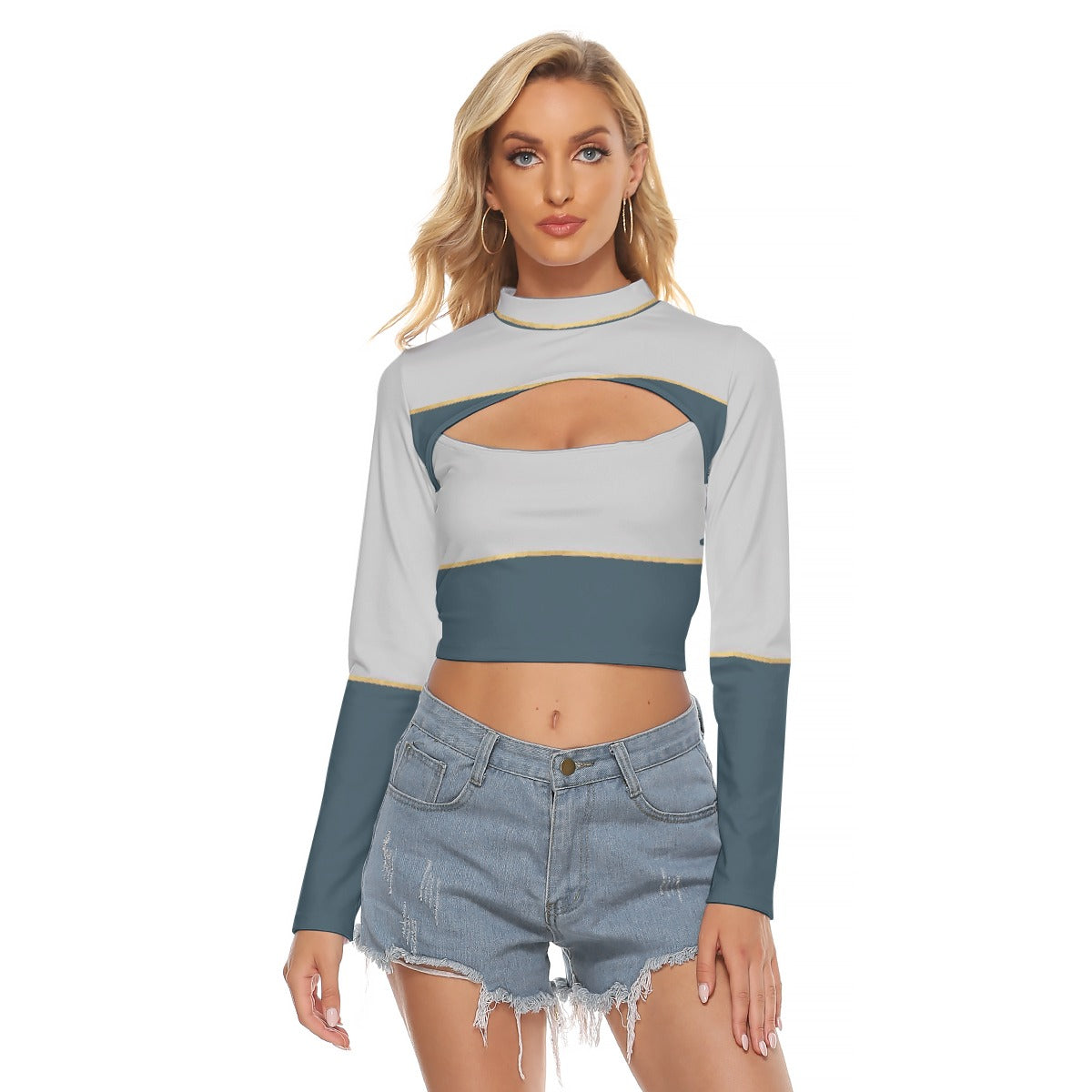 All-Over Print Women's Hollow Chest Keyhole Tight Crop Top